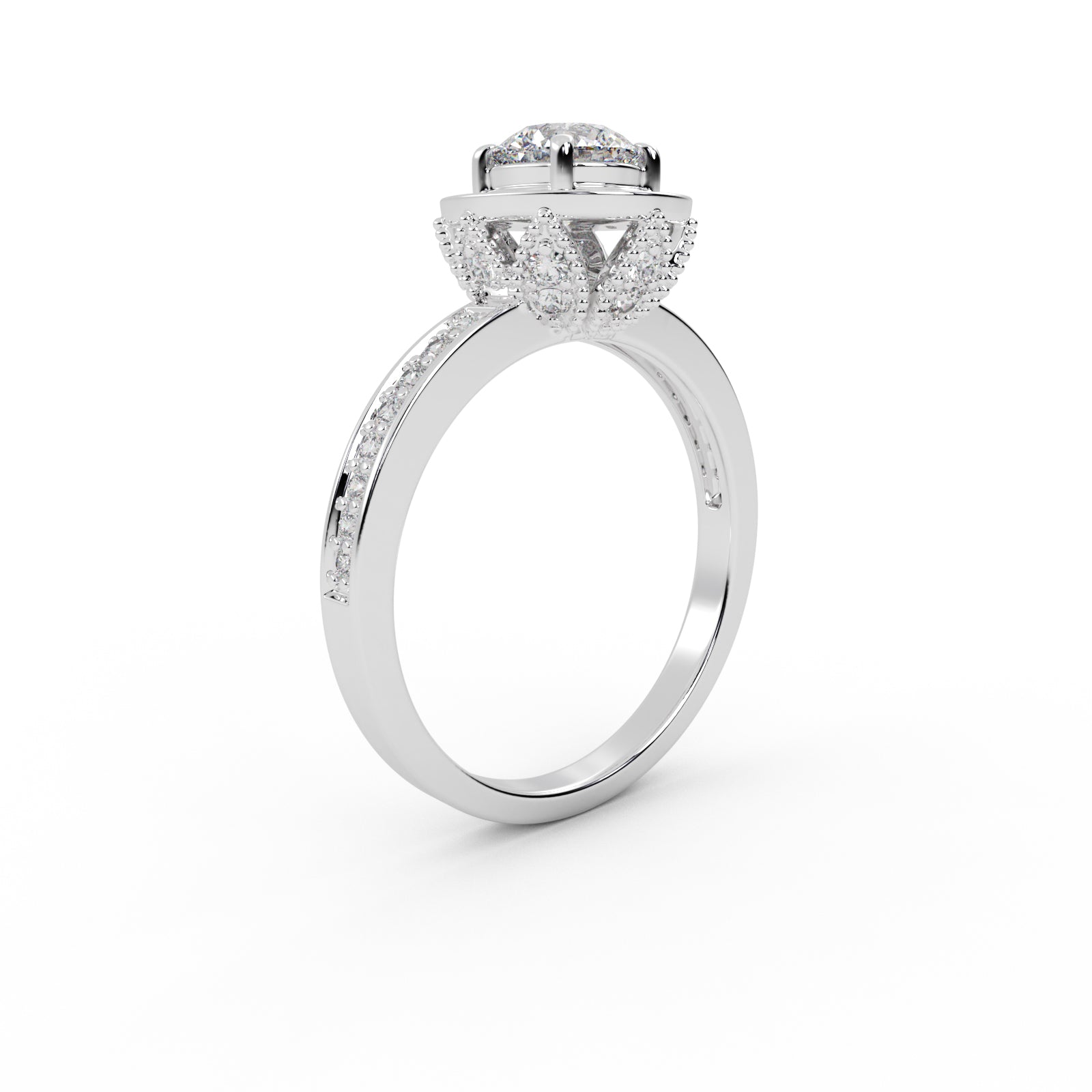 Micro Pave Halo Engagement Ring