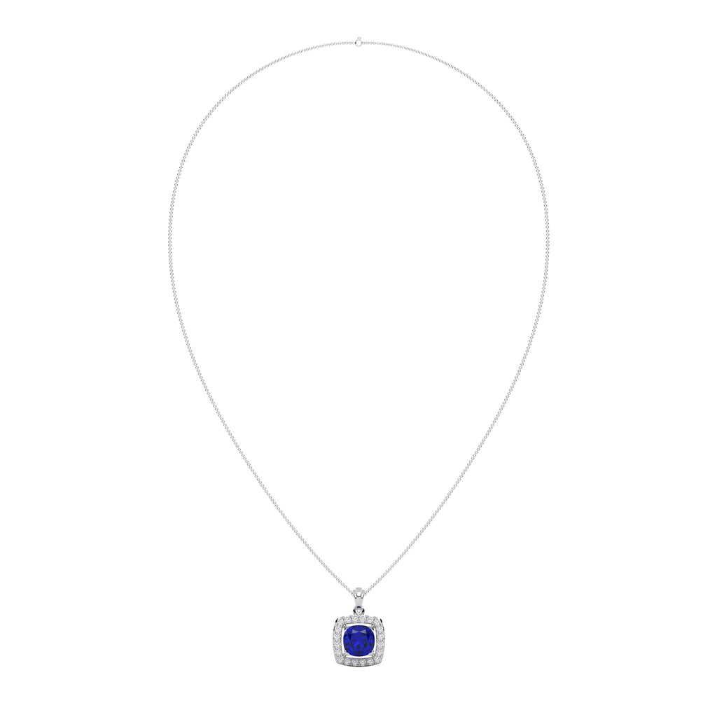 Cushion Cut Blue Sapphire Pendant
