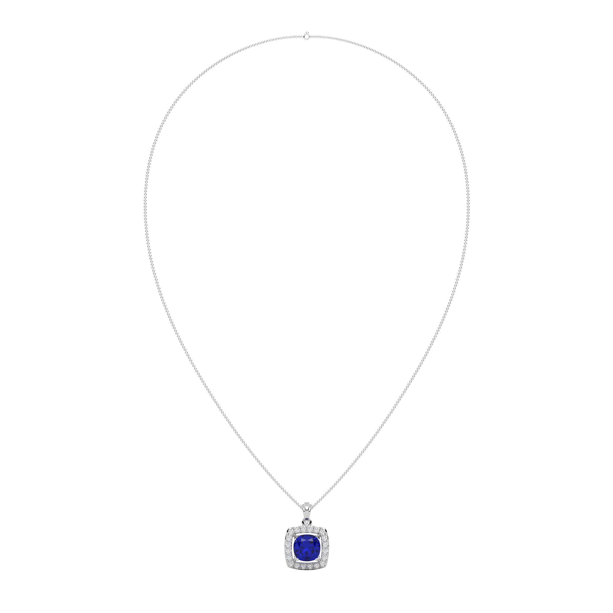 Cushion Cut Blue Sapphire Pendant