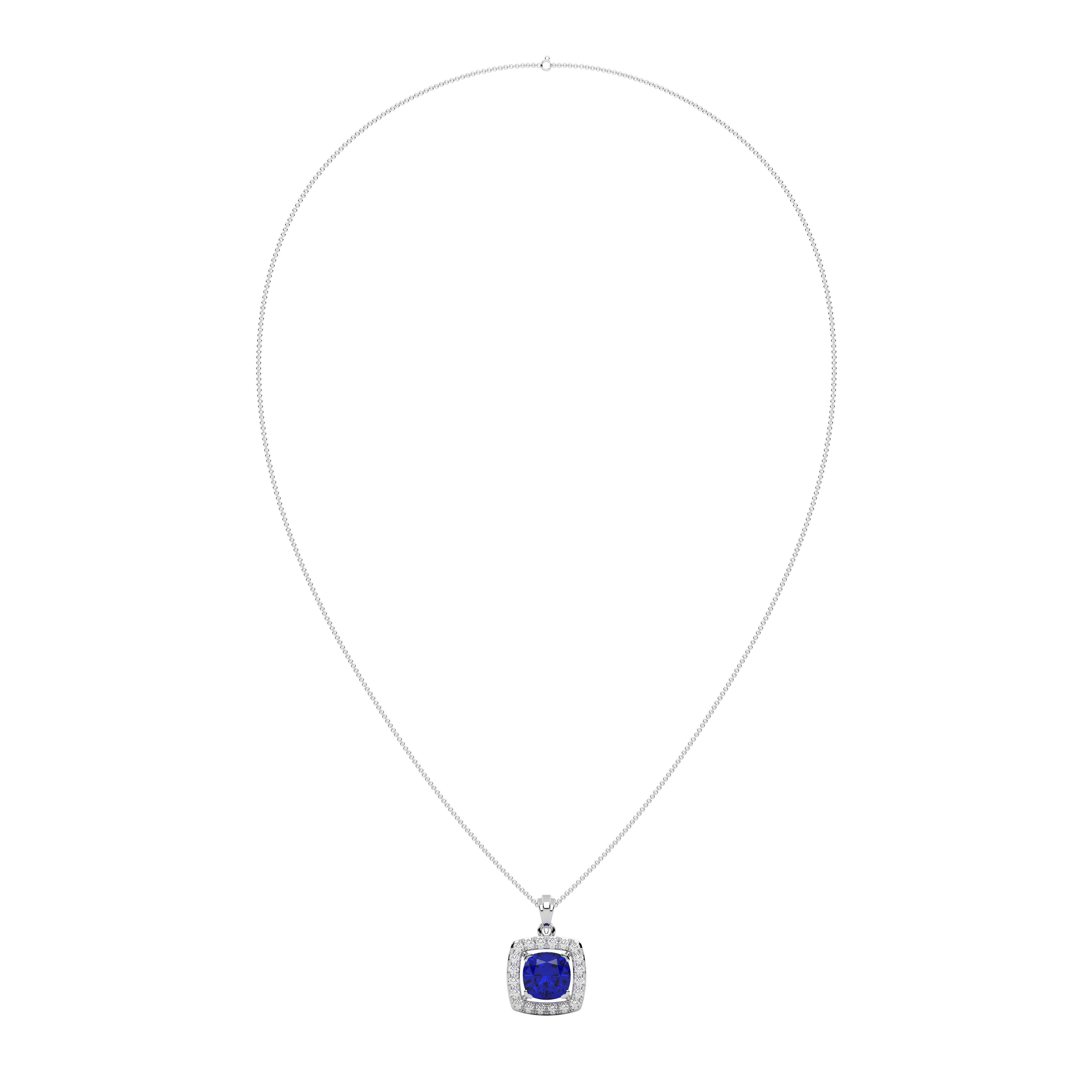 Cushion Cut Blue Sapphire Pendant