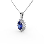 Load image into Gallery viewer, Blue Sapphire Halo Solitaire Pendant
