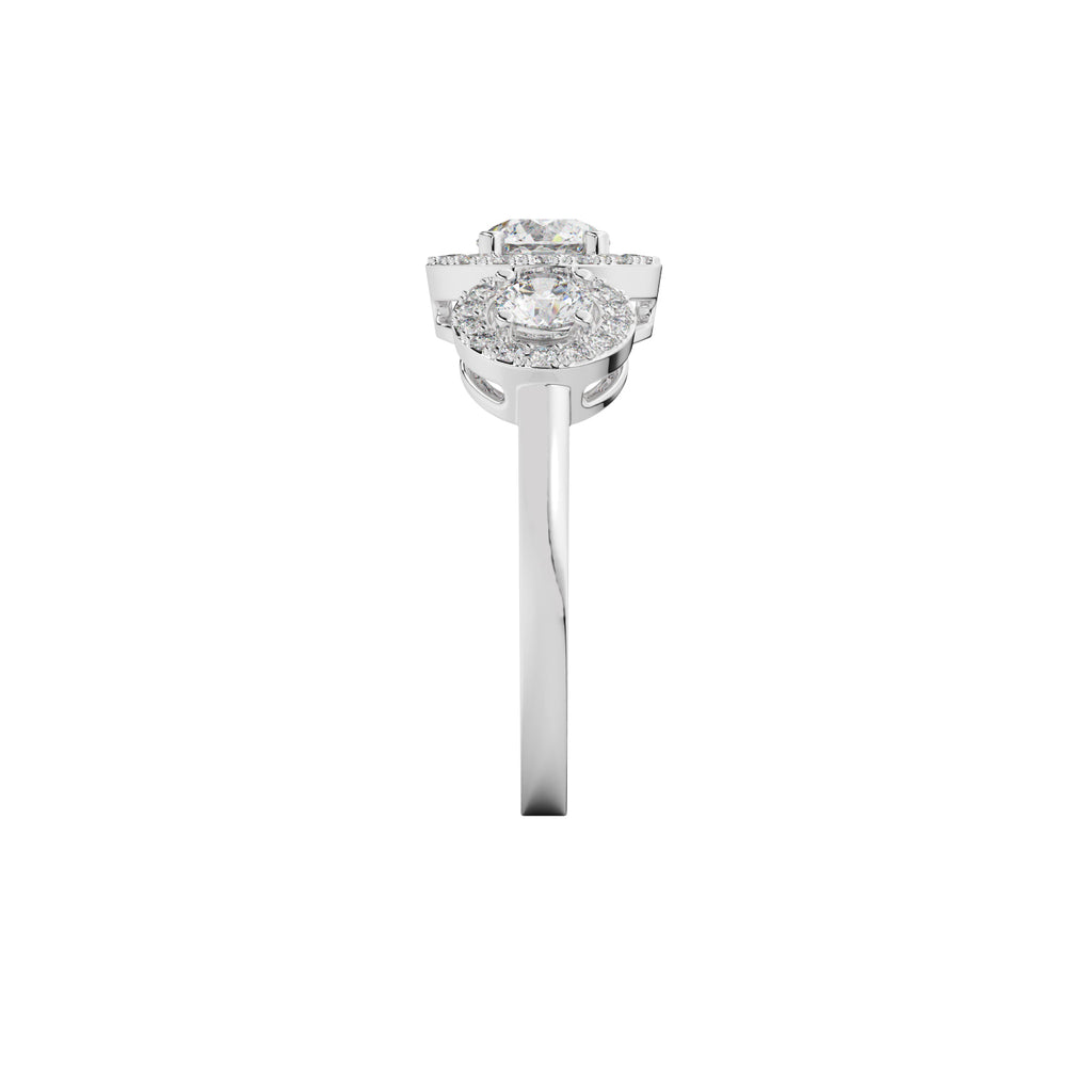 Tri Stone Halo Cocktail Ring