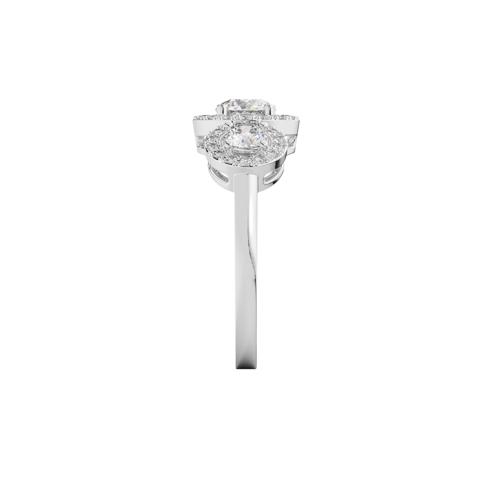 Tri Stone Halo Cocktail Ring
