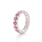 Pink Baguette Silver Ring