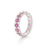 Load image into Gallery viewer, Pink Baguette Silver Ring
