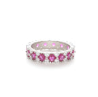 Pink Baguette Silver Ring