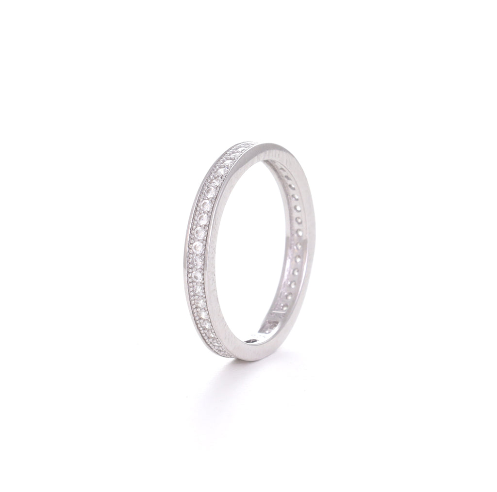 Round Cut Silver Band
