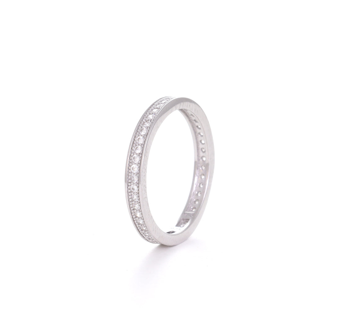 Round Cut Silver Band