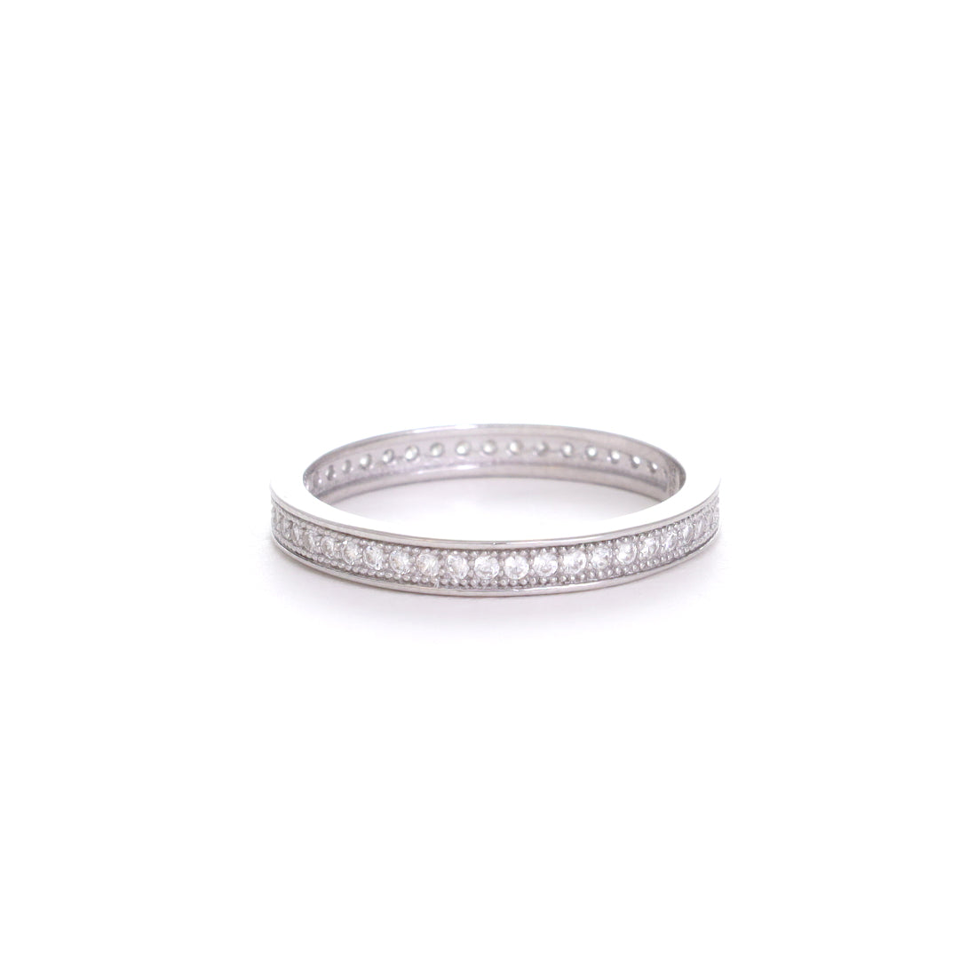 Round Cut Silver Band