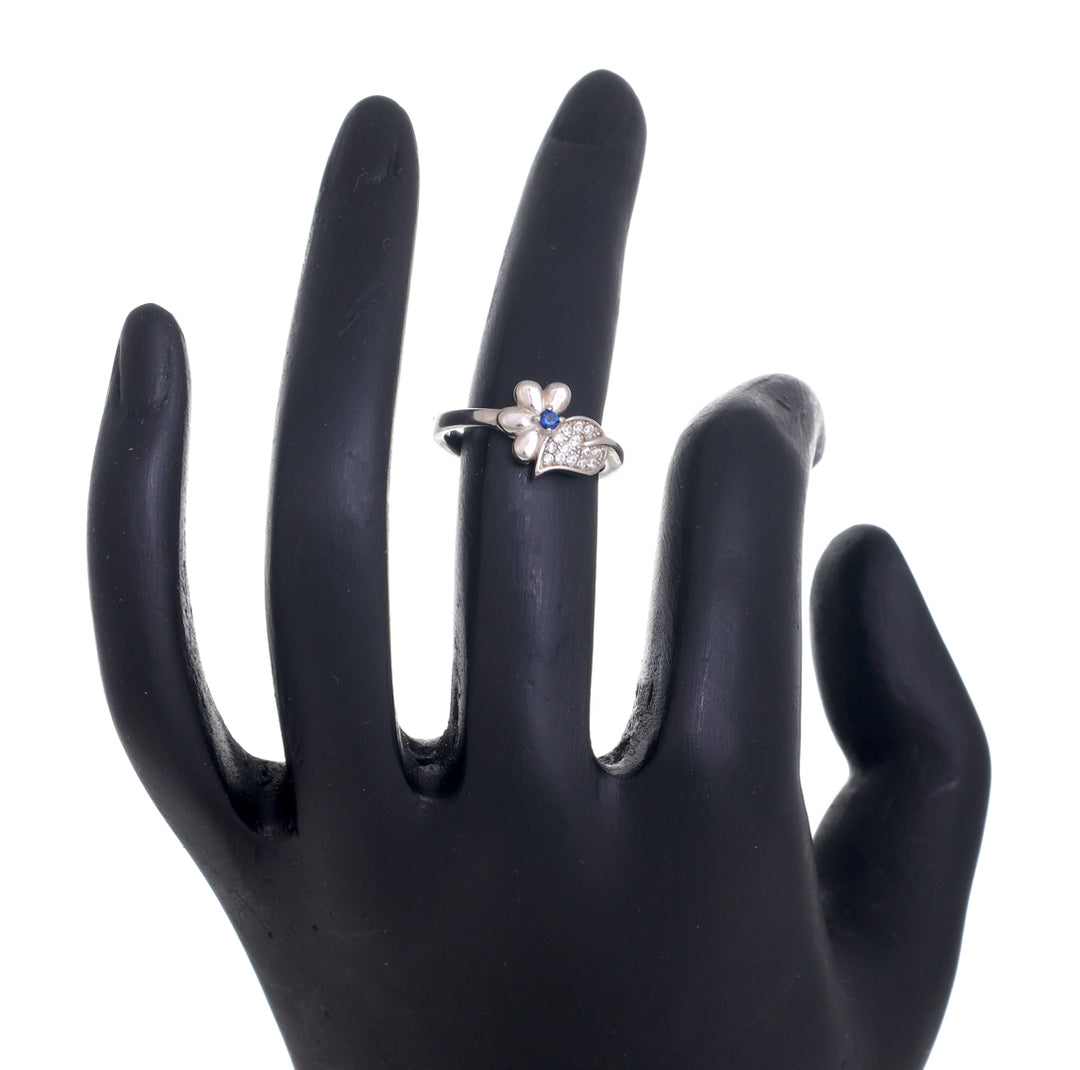 Blue Floral Silver Ring