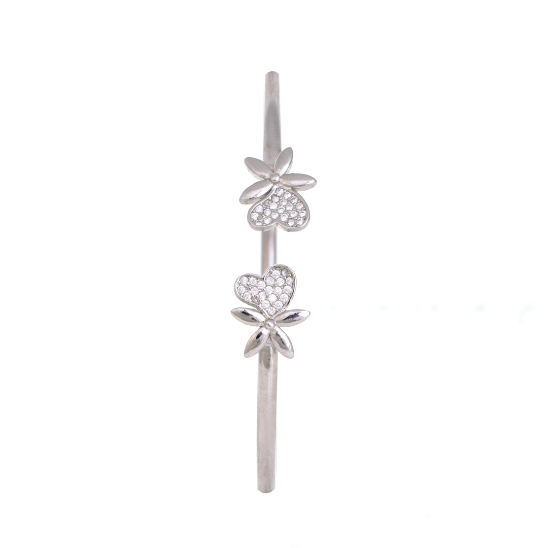 Flower Kada Silver Bracelet