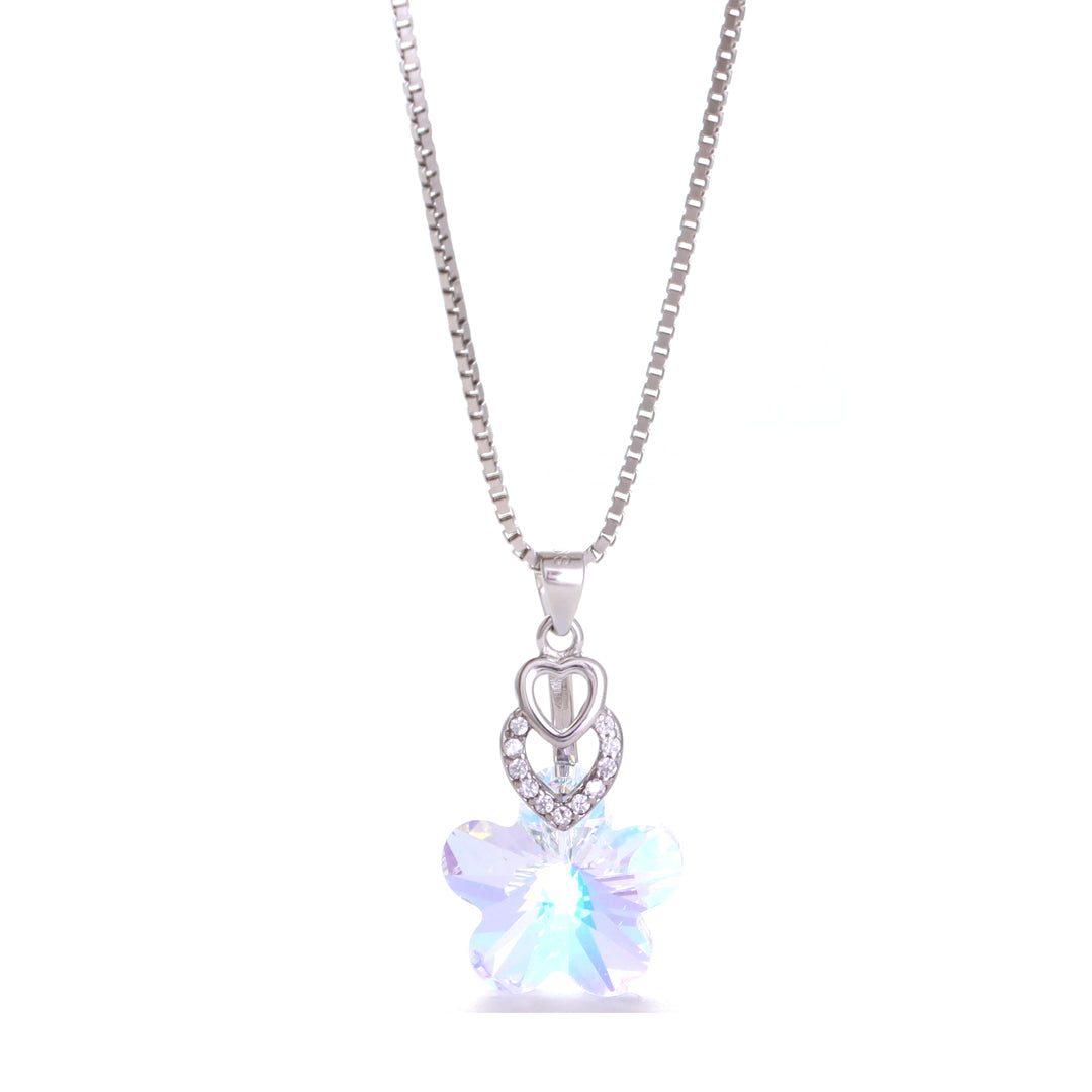 Heart Yellow Crystal Silver Pendant