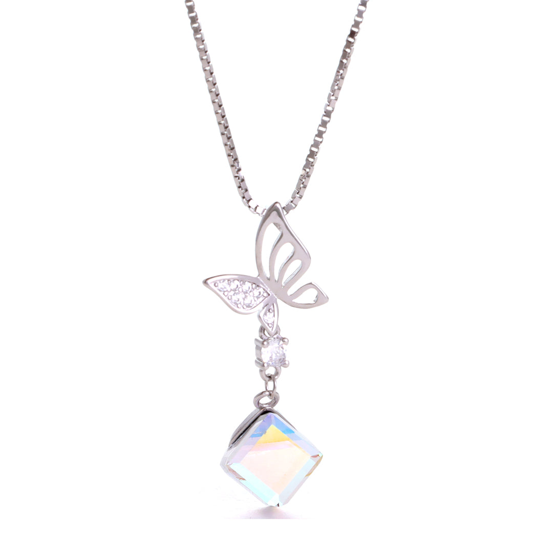 Butterfly Crystal Silver Pendant