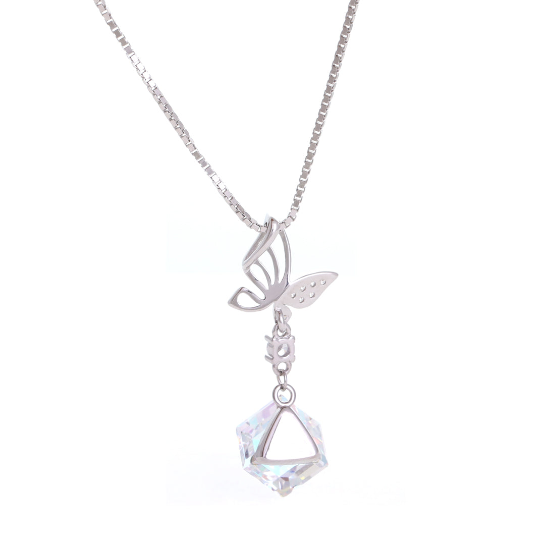 Butterfly Crystal Silver Pendant