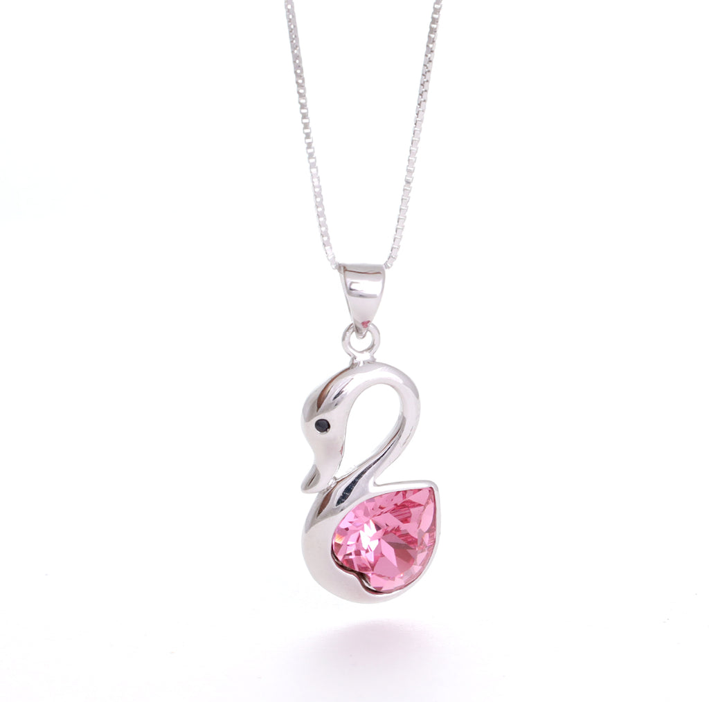 Pink Swan Silver Pendant