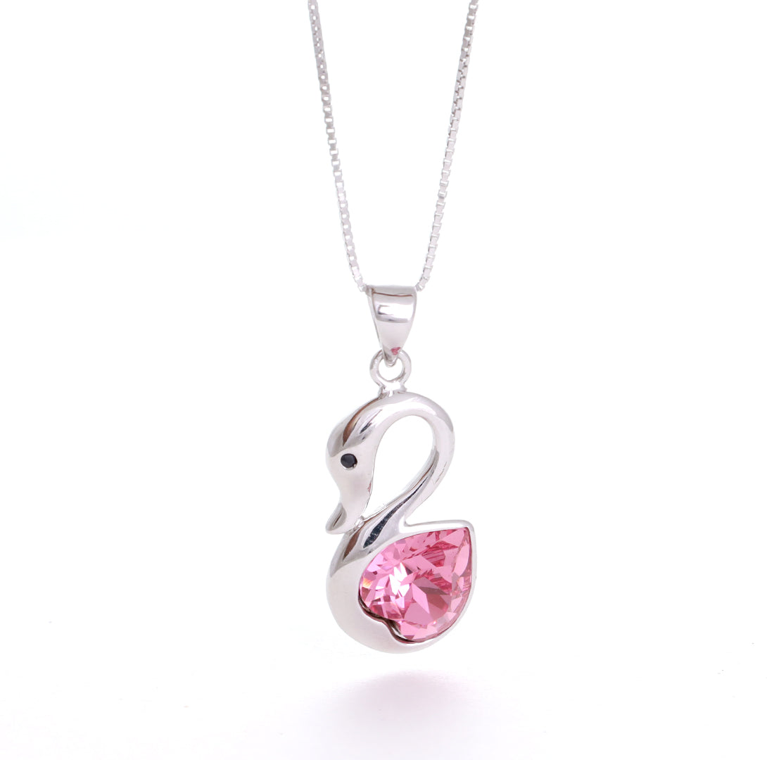 Pink Swan Silver Pendant