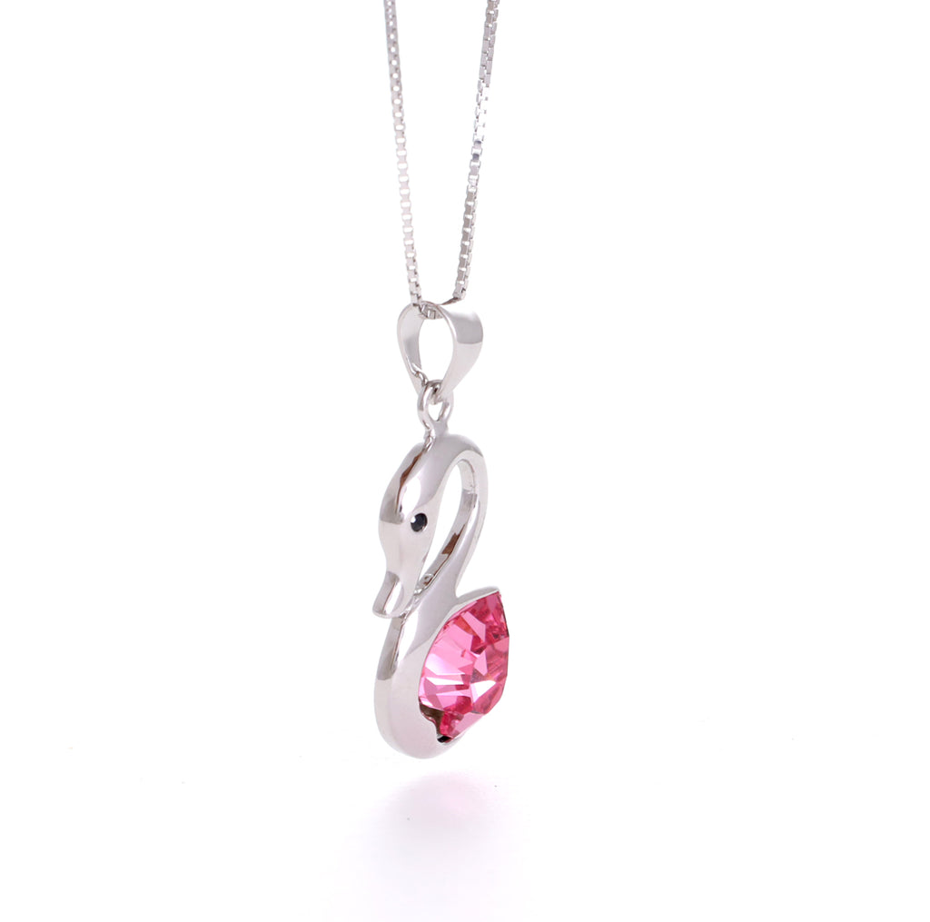 Pink Swan Silver Pendant
