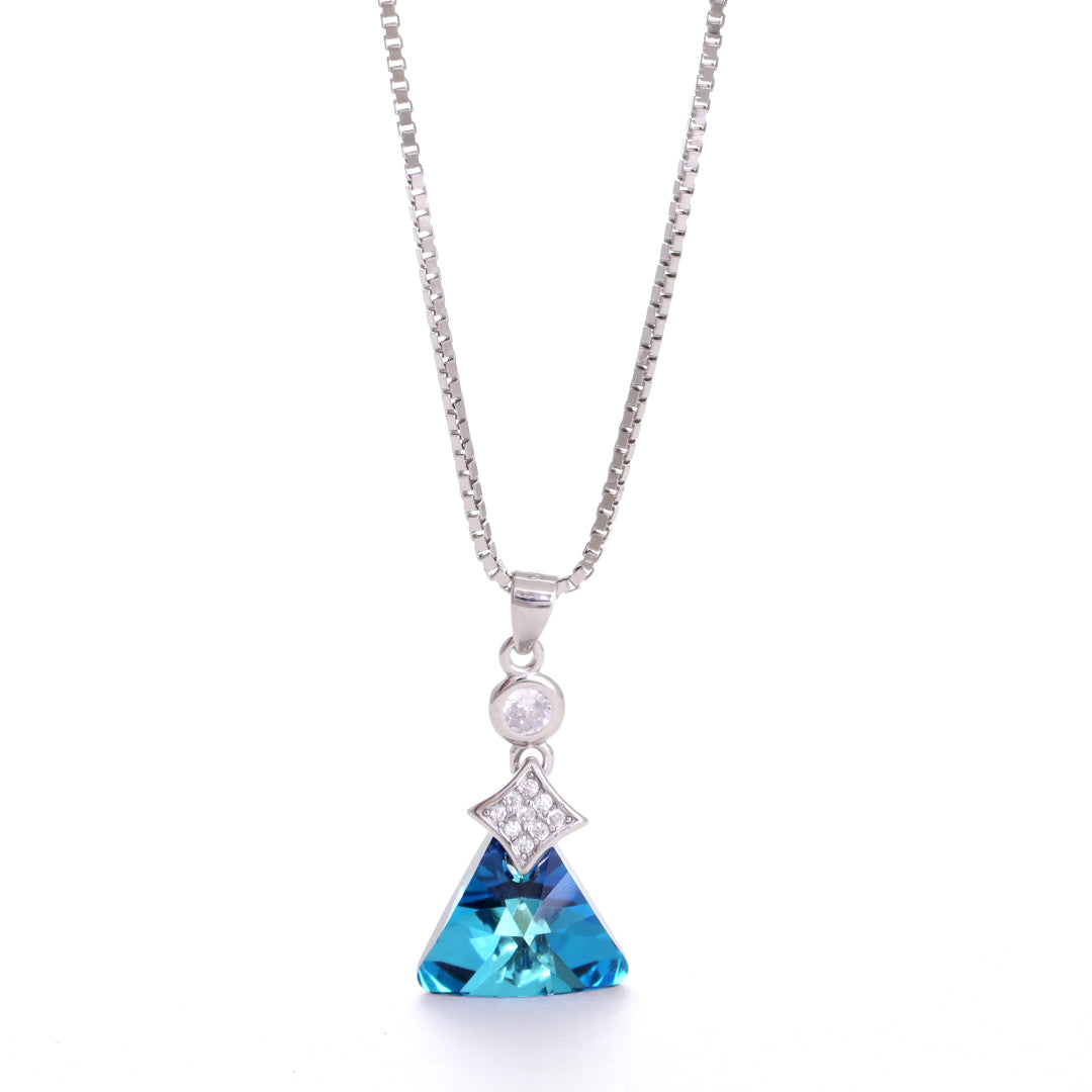 Blue Crystal Silver Pendant