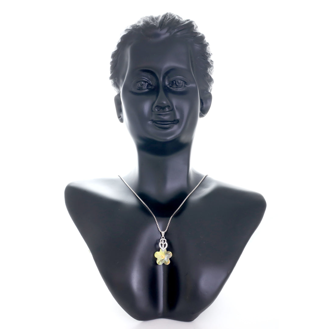 Heart Yellow Crystal Silver Pendant