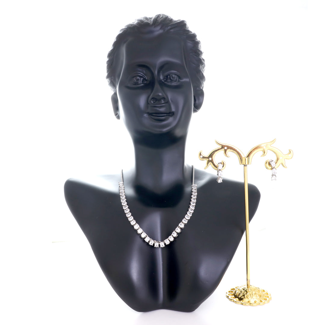 Classic Solitaire Silver Neckless Set