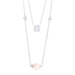 Load image into Gallery viewer, Double Leyer Pearl Silver Neckles
