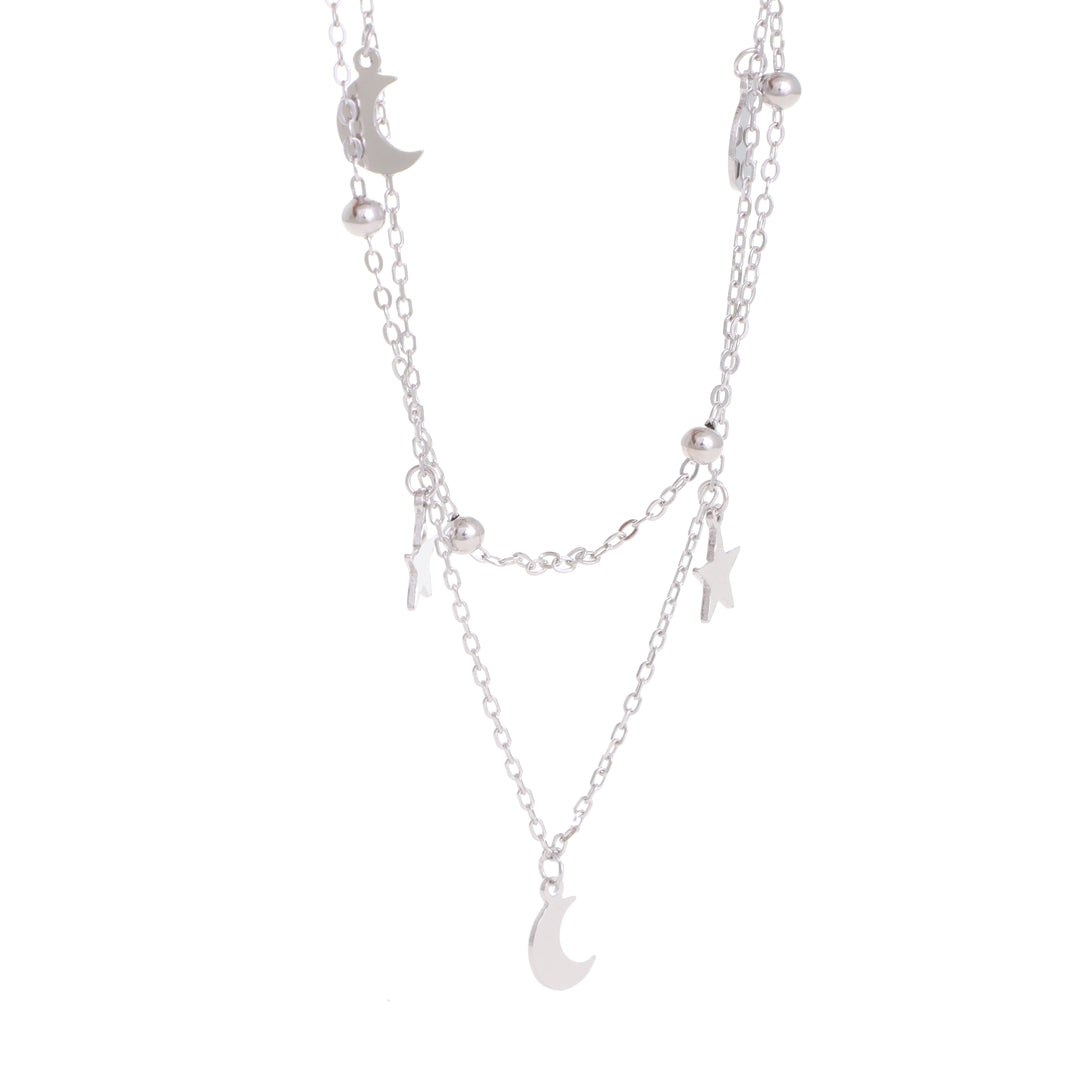 Twin Layer Silver Necklace