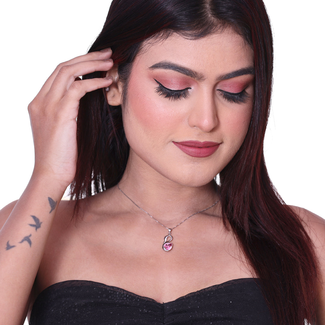 Pink Swan Silver Pendant