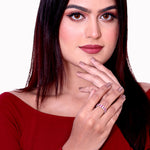 Load image into Gallery viewer, Pink Baguette Silver Ring
