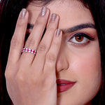 Load image into Gallery viewer, Pink Baguette Silver Ring
