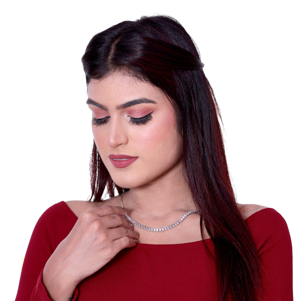 Classic Solitaire Silver Neckless Set