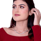 Classic Solitaire Silver Neckless Set