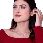 Load image into Gallery viewer, Classic Solitaire Silver Neckless Set
