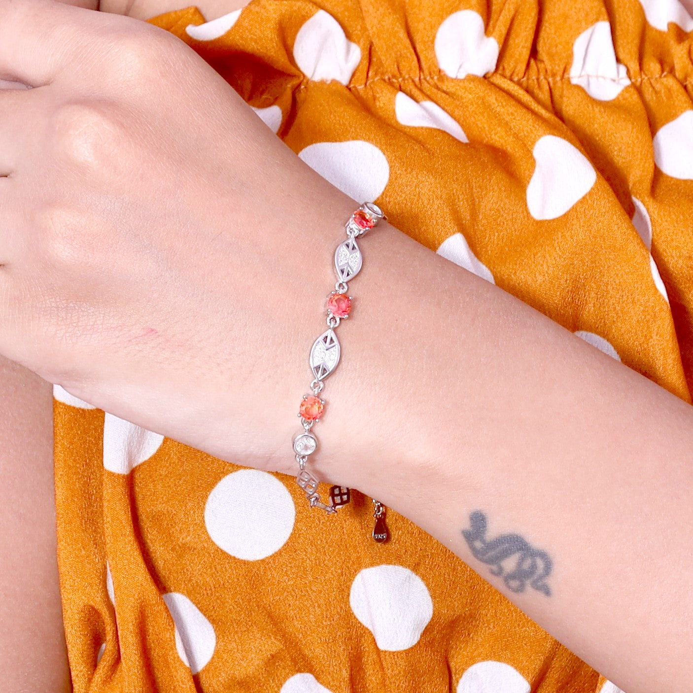 Cherry Opal Silver Bracelet