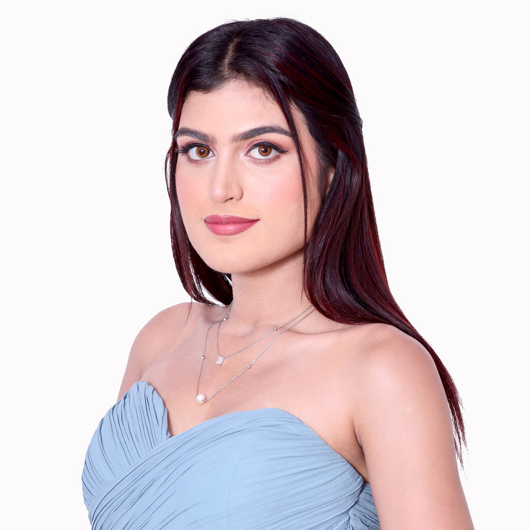 Double Leyer Pearl Silver Neckles