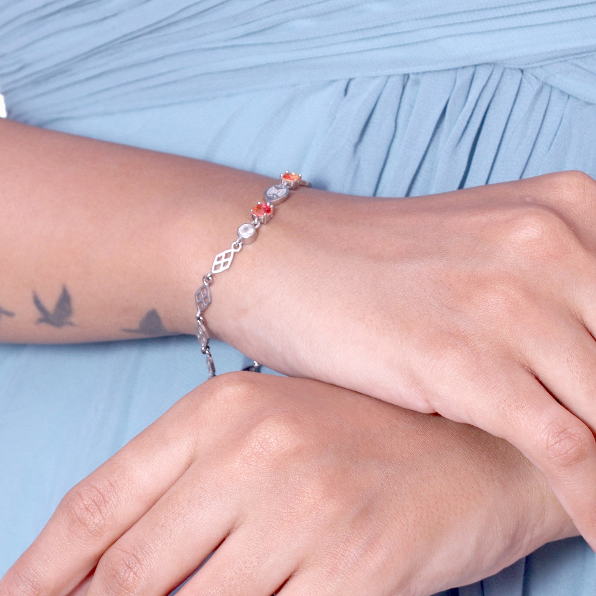 Cherry Opal Silver Bracelet