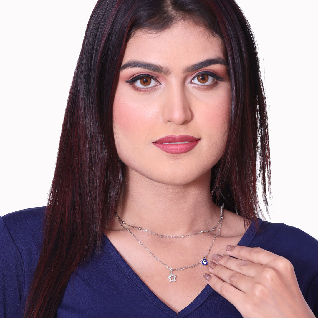 Evil Eyes Twin Leyer Necklace