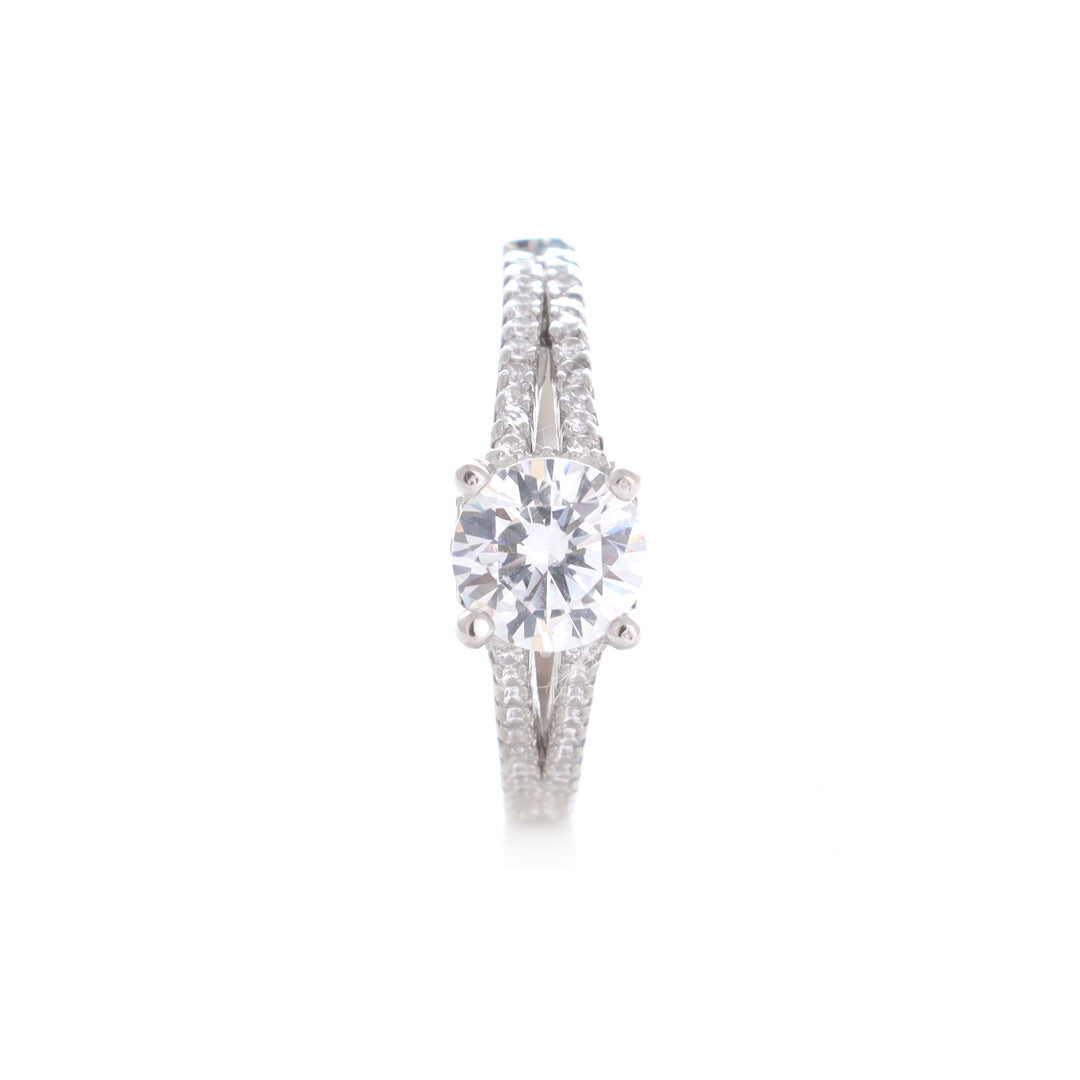 Crown Solitaire Silver Ring
