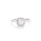 Radiant Solitaire Silver Ring