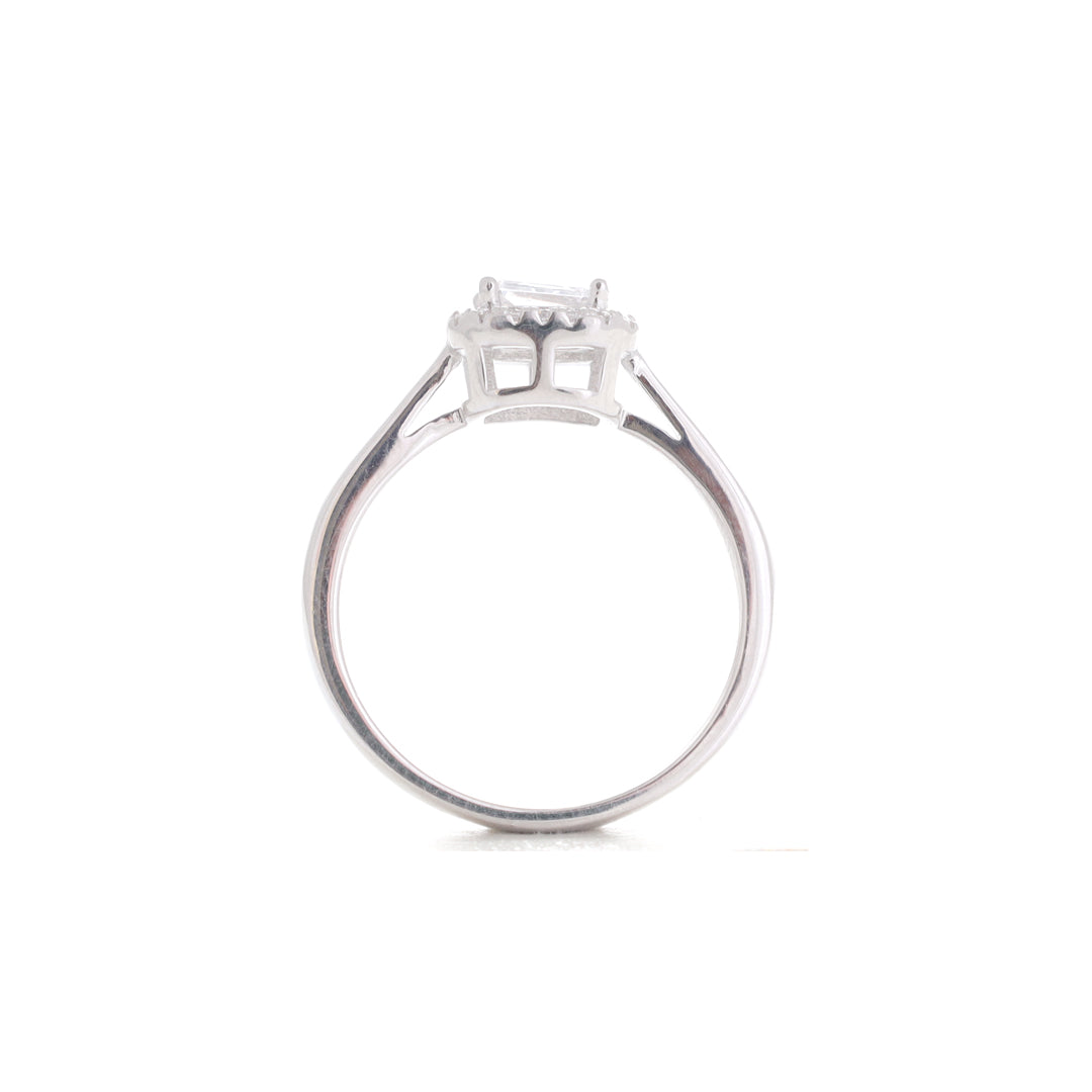 Radiant Solitaire Silver Ring