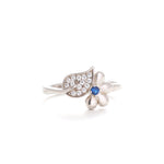 Load image into Gallery viewer, Blue Floral Silver Ring
