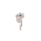 Blue Floral Silver Ring