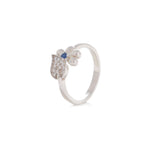 Load image into Gallery viewer, Blue Floral Silver Ring
