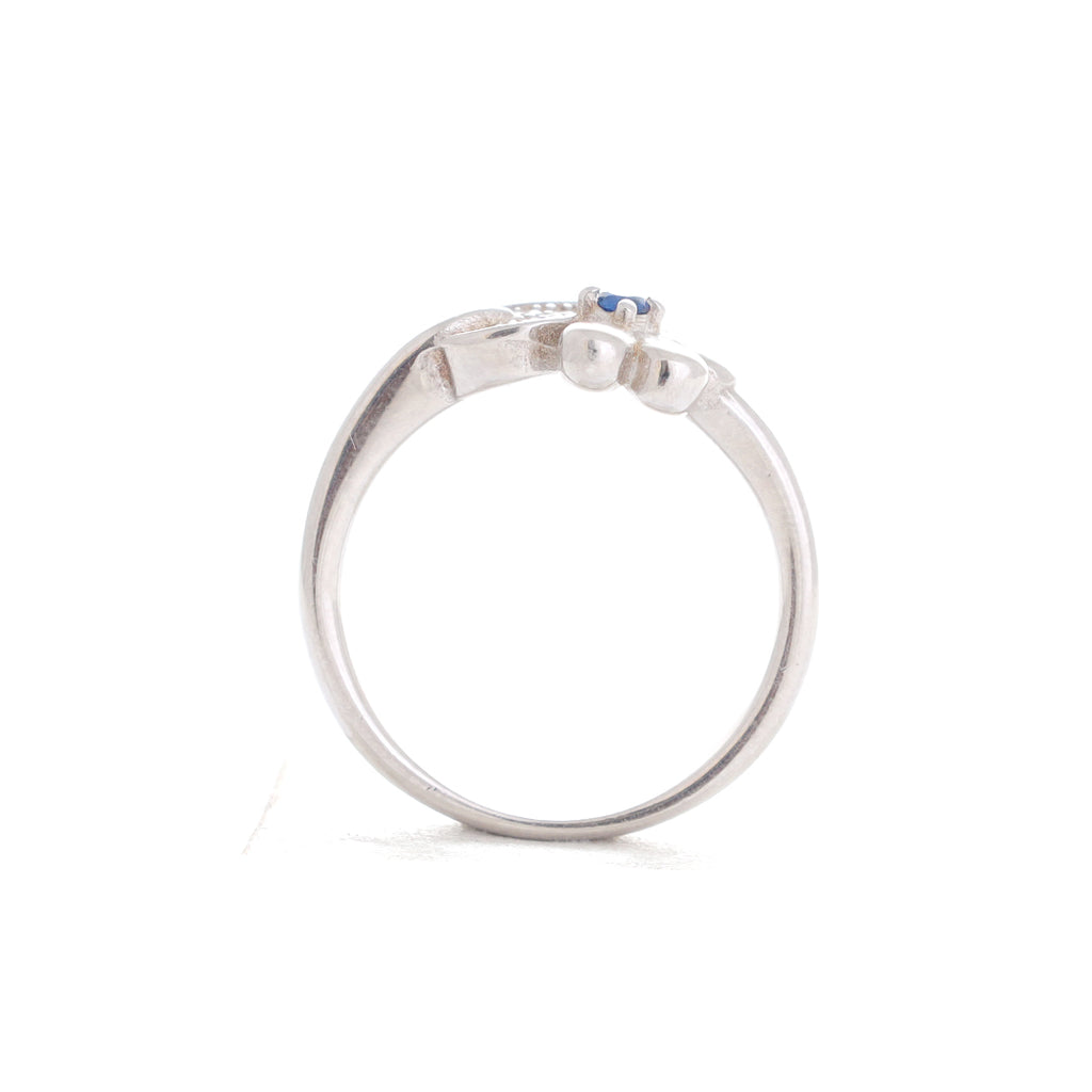 Blue Floral Silver Ring