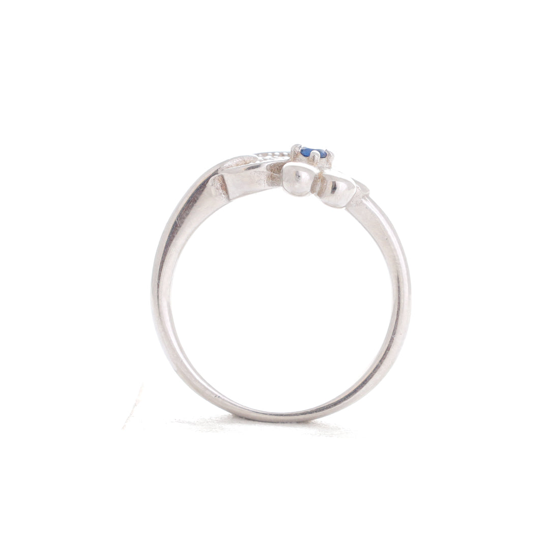 Blue Floral Silver Ring