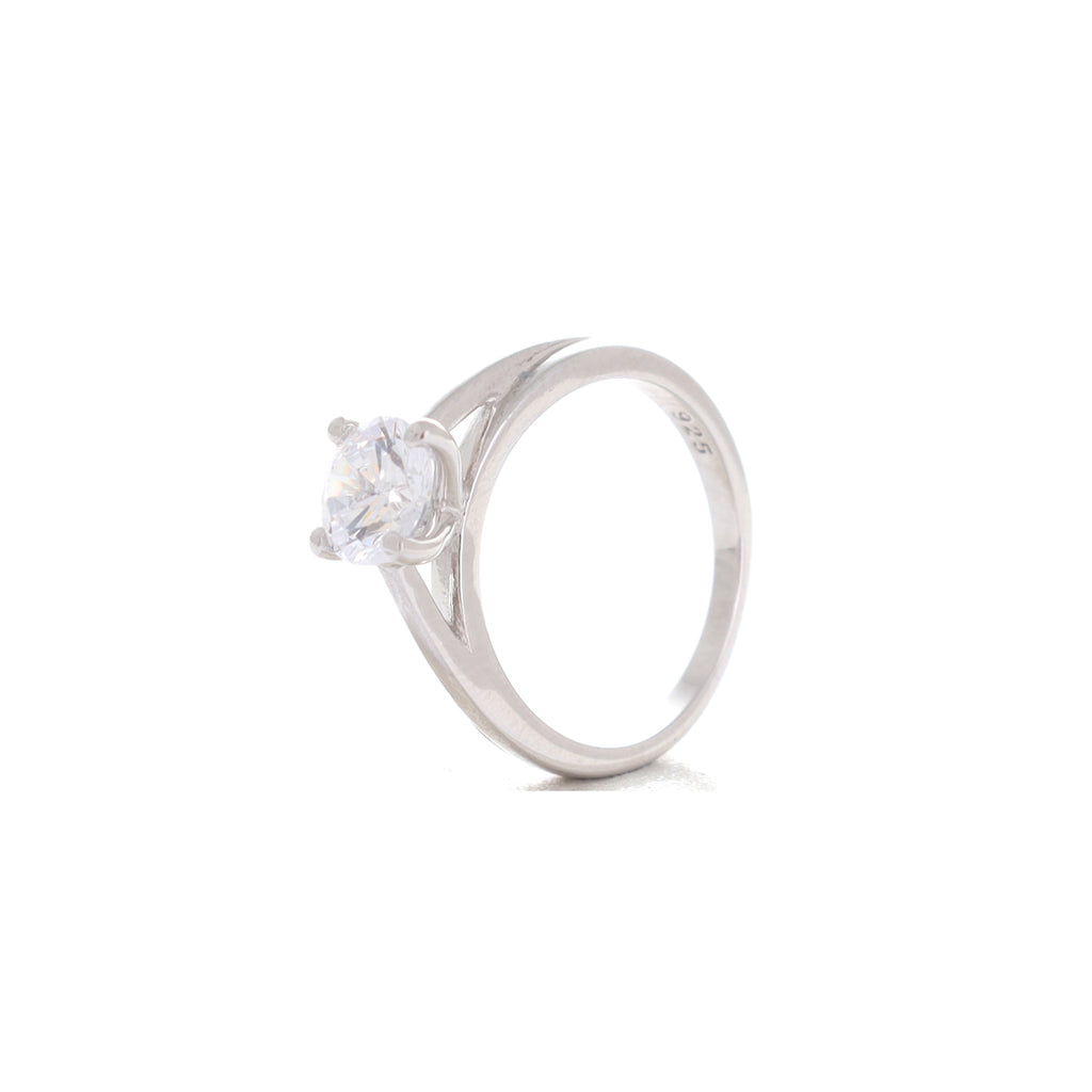 Charm Solitaire Silver Ring