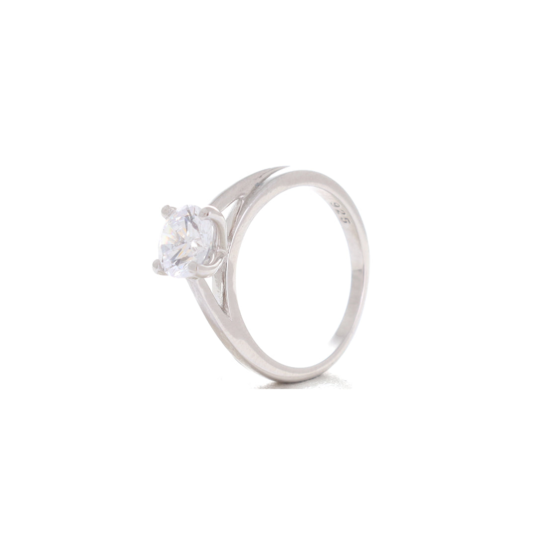 Charm Solitaire Silver Ring