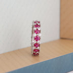 Pink Baguette Silver Ring