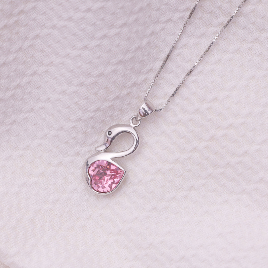 Pink Swan Silver Pendant