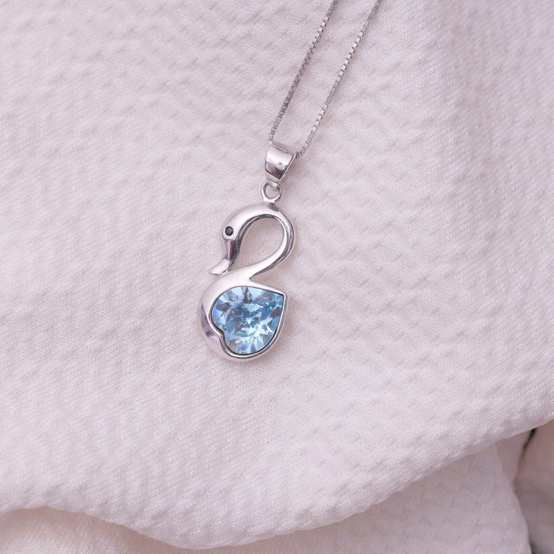Blue Swan Silver Pendant