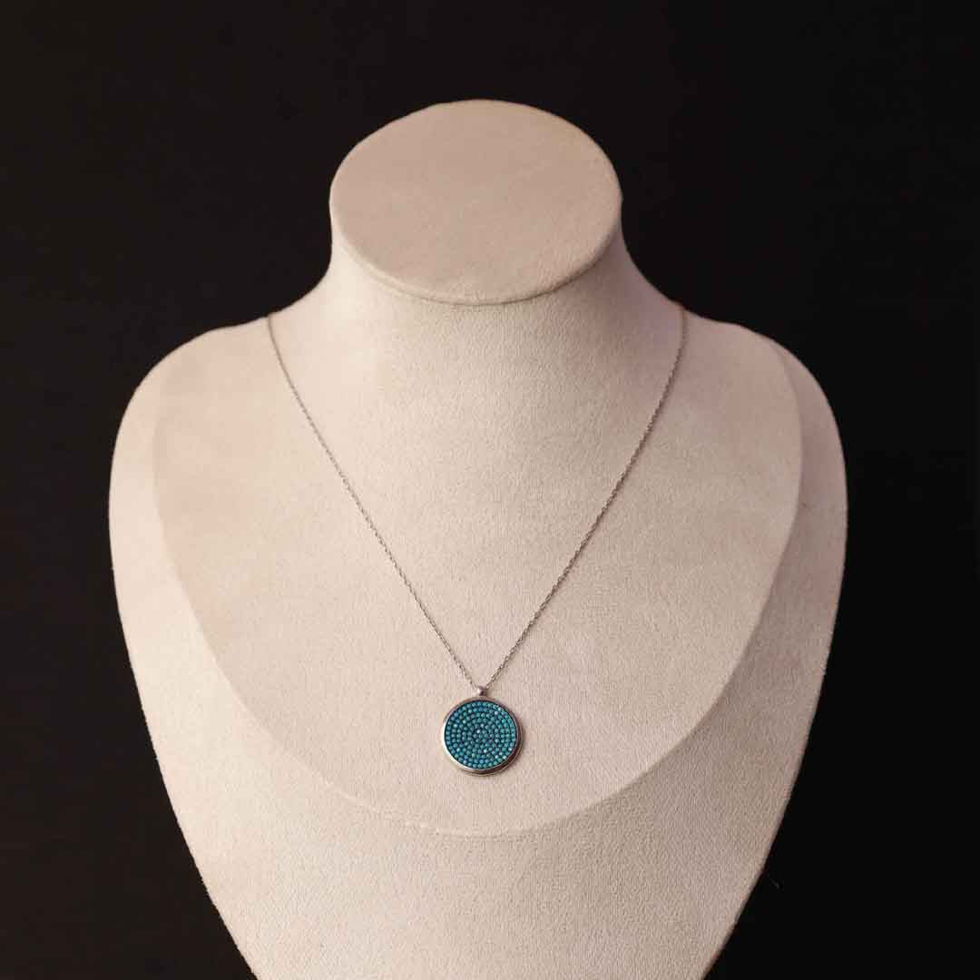 Blue Prism Silver Pendant